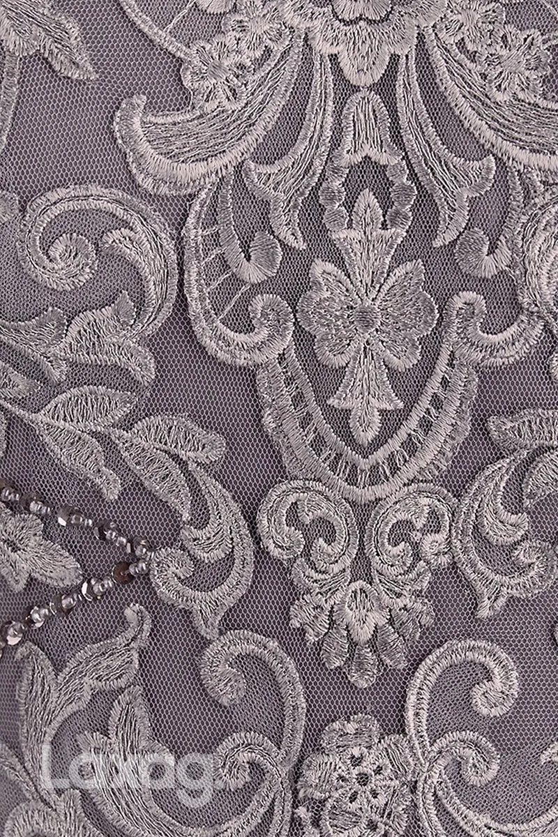 22493 - A-Line Jewel 3I4 Sleeves Appliques Chiffon Mother of the Bride Dress