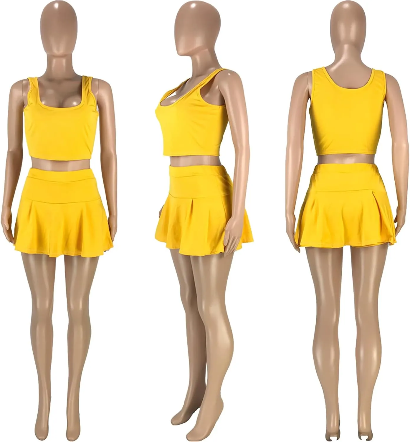 Adogirl Women Tennis Skirt Sets 2 Piece Outfits Casual Tank Crop Top Pleated Mini Dress Golf Athletic Sport Workout Outfits