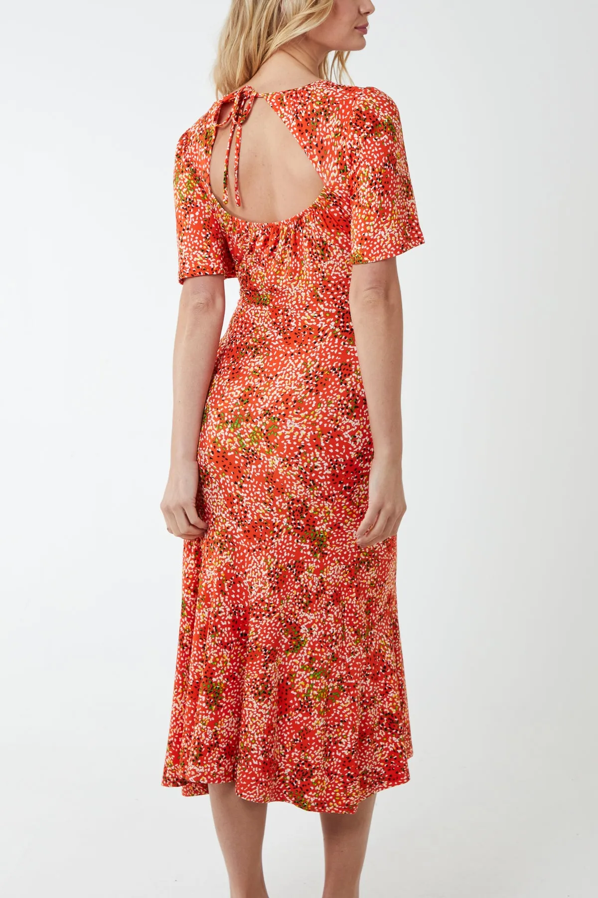 Angel Sleeve Tiered Midi Dress