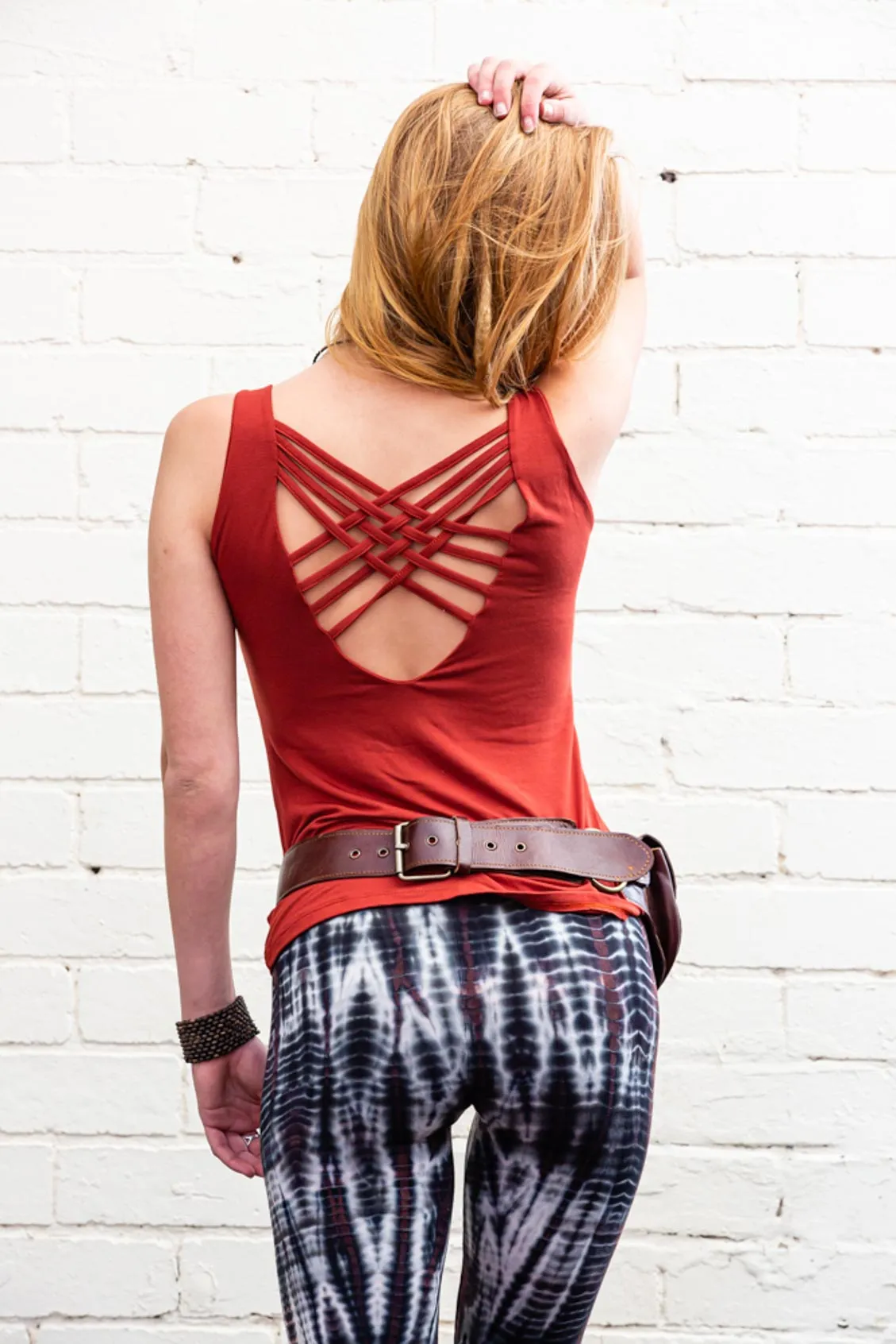 Athena Cross-Weave Singlet Top in Rust