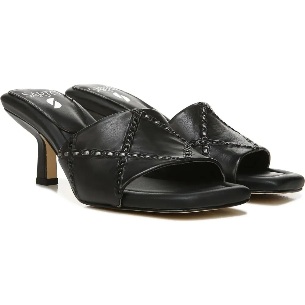 Betty Black Leather Franco Sarto Slide Sandals