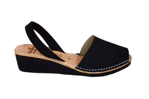 Black Nubuck Low Black Wedge