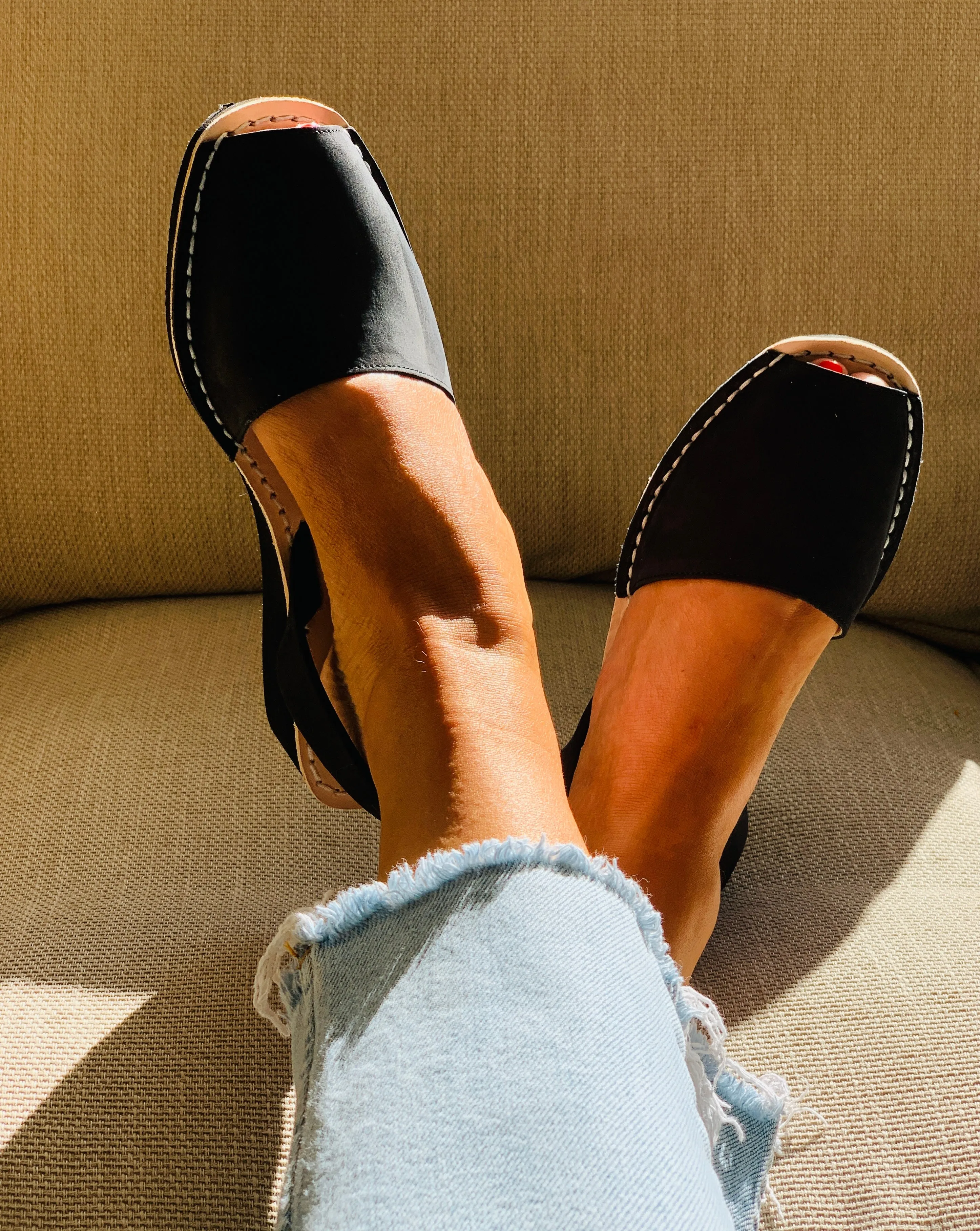 Black Nubuck Low Black Wedge