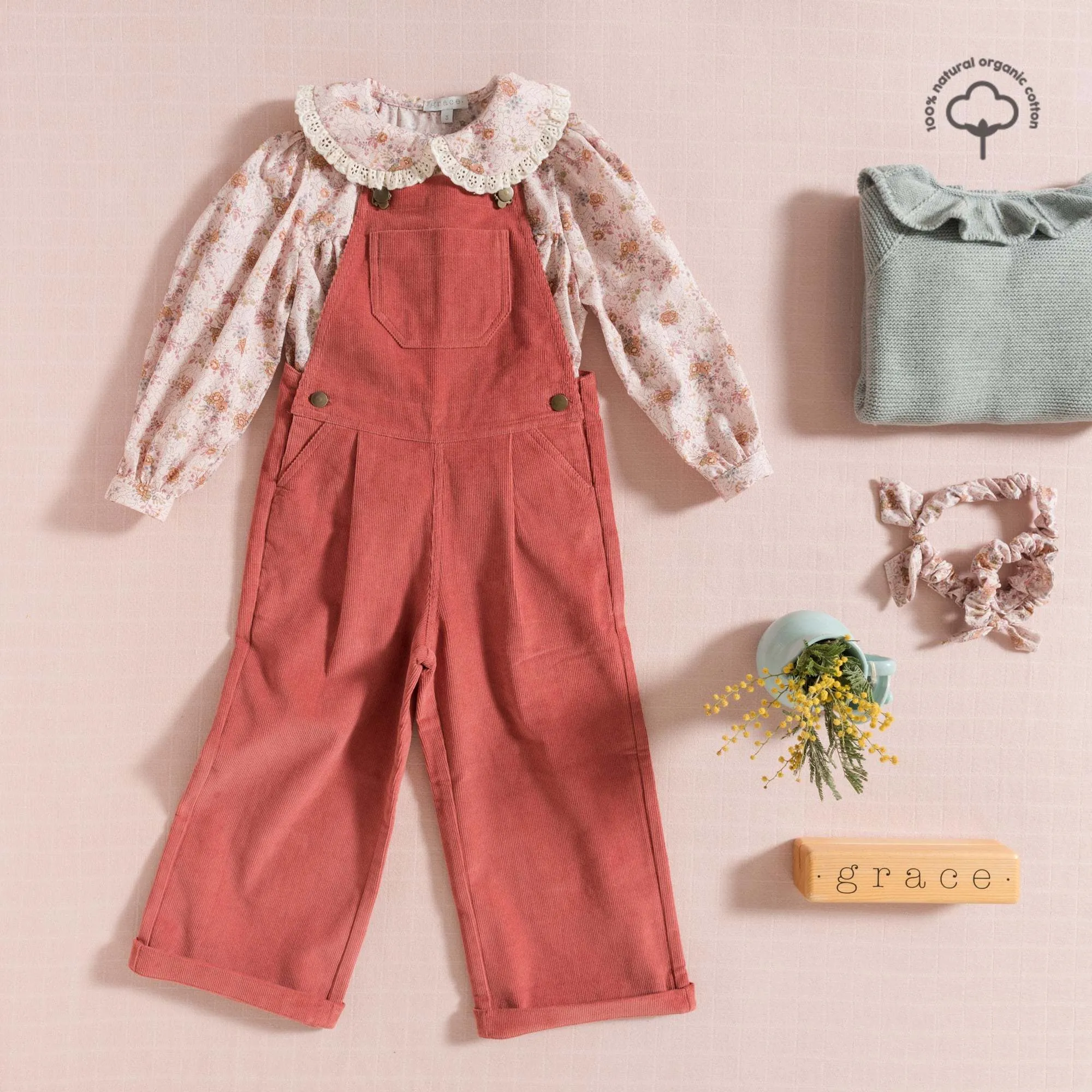 BLOUSE / PINK WOOD FLOWERS