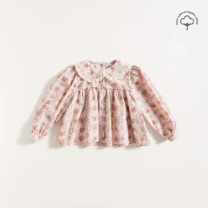 BLOUSE / PINK WOOD FLOWERS