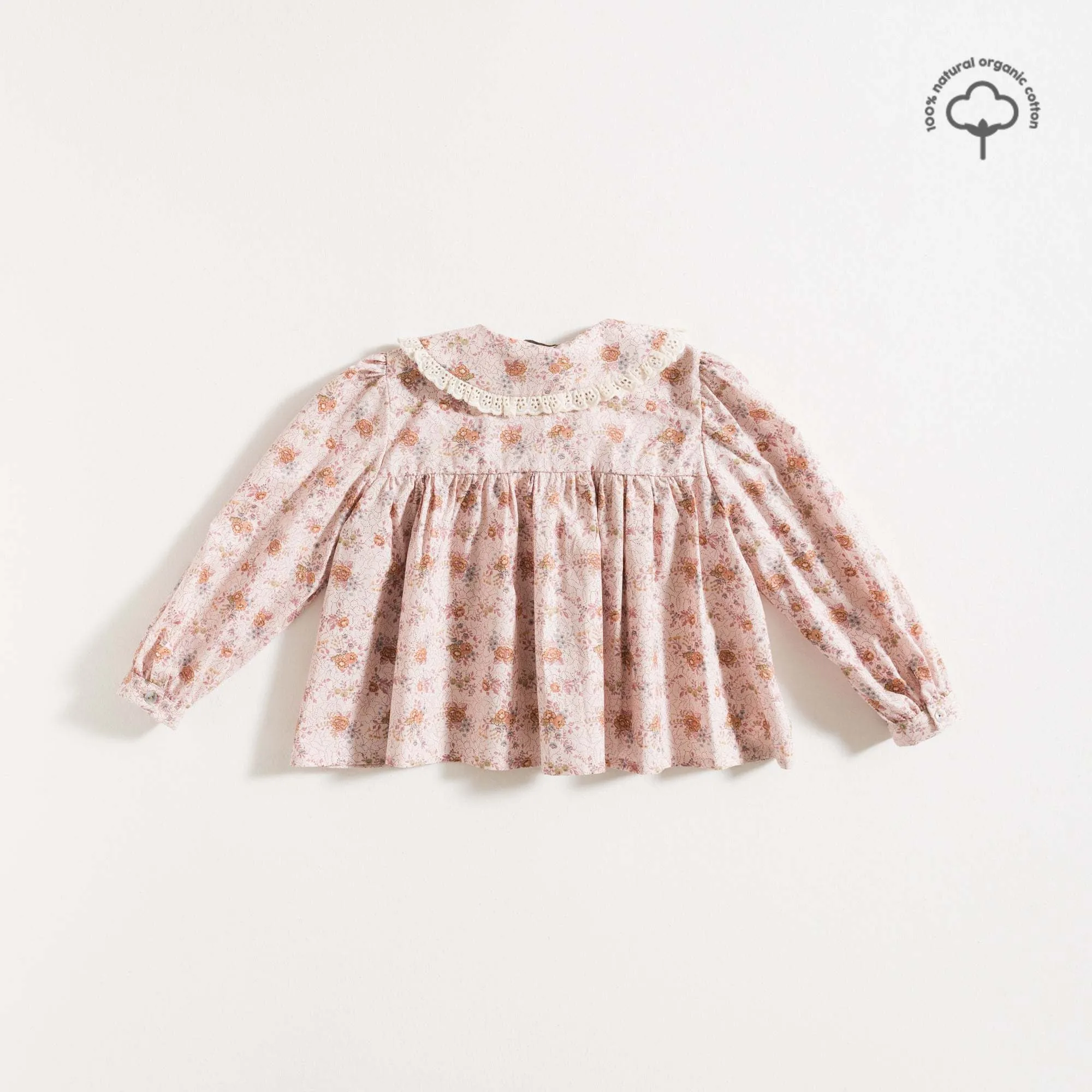 BLOUSE / PINK WOOD FLOWERS