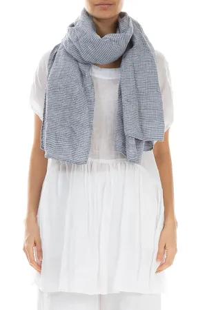 Blue Stripe Linen Scarf