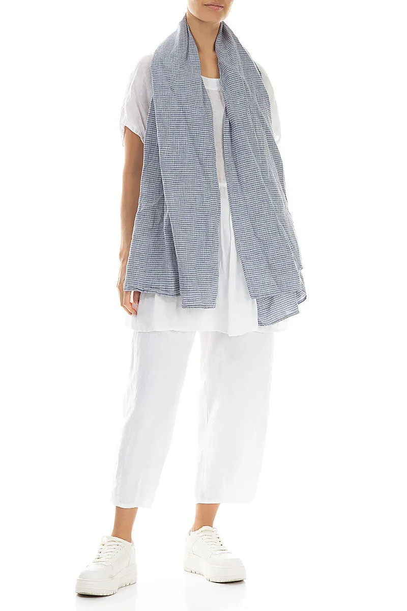 Blue Stripe Linen Scarf