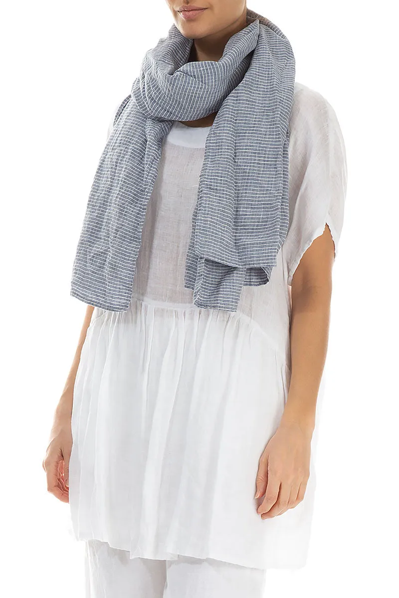 Blue Stripe Linen Scarf