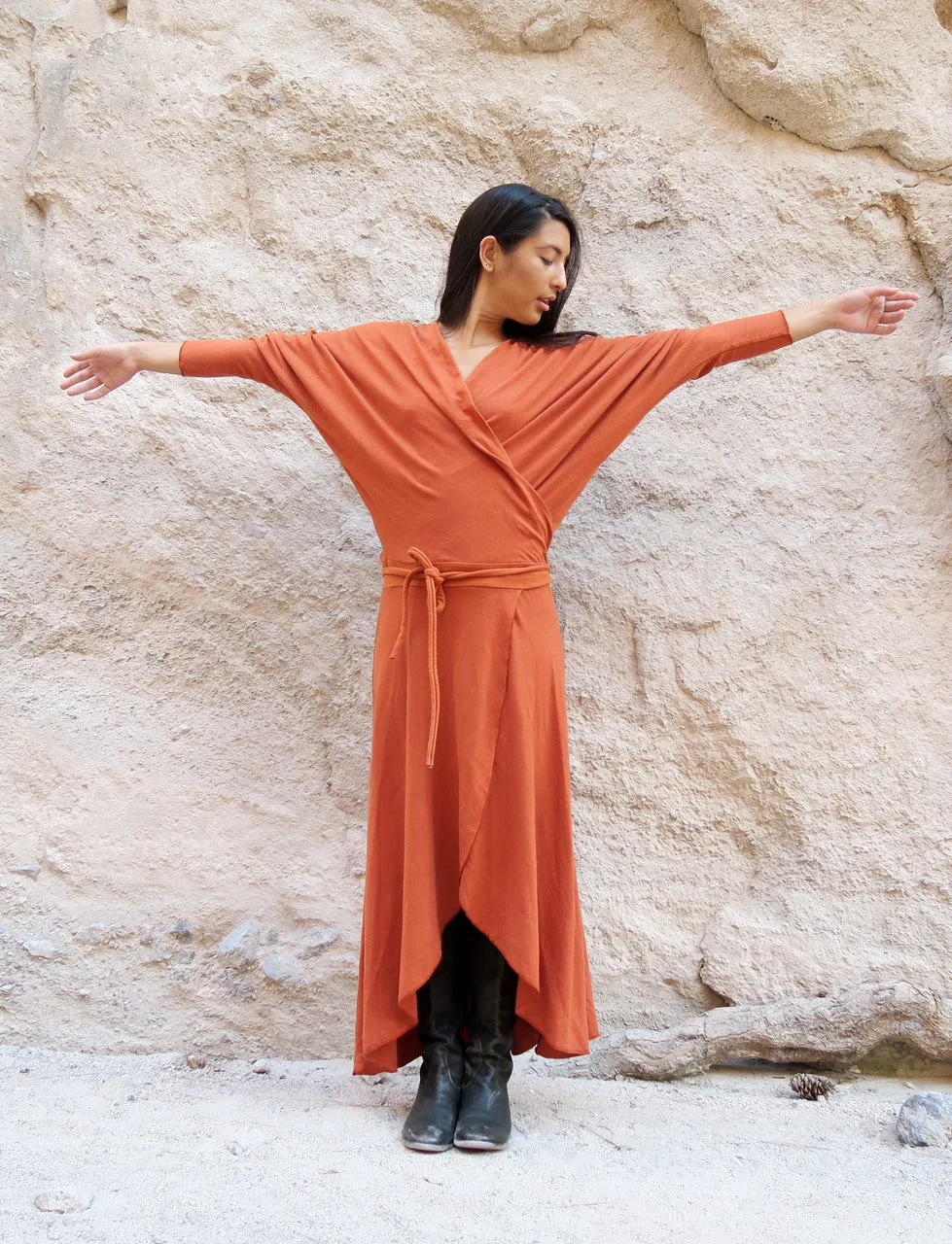 Butterfly Petal Front Wrap Long Dress
