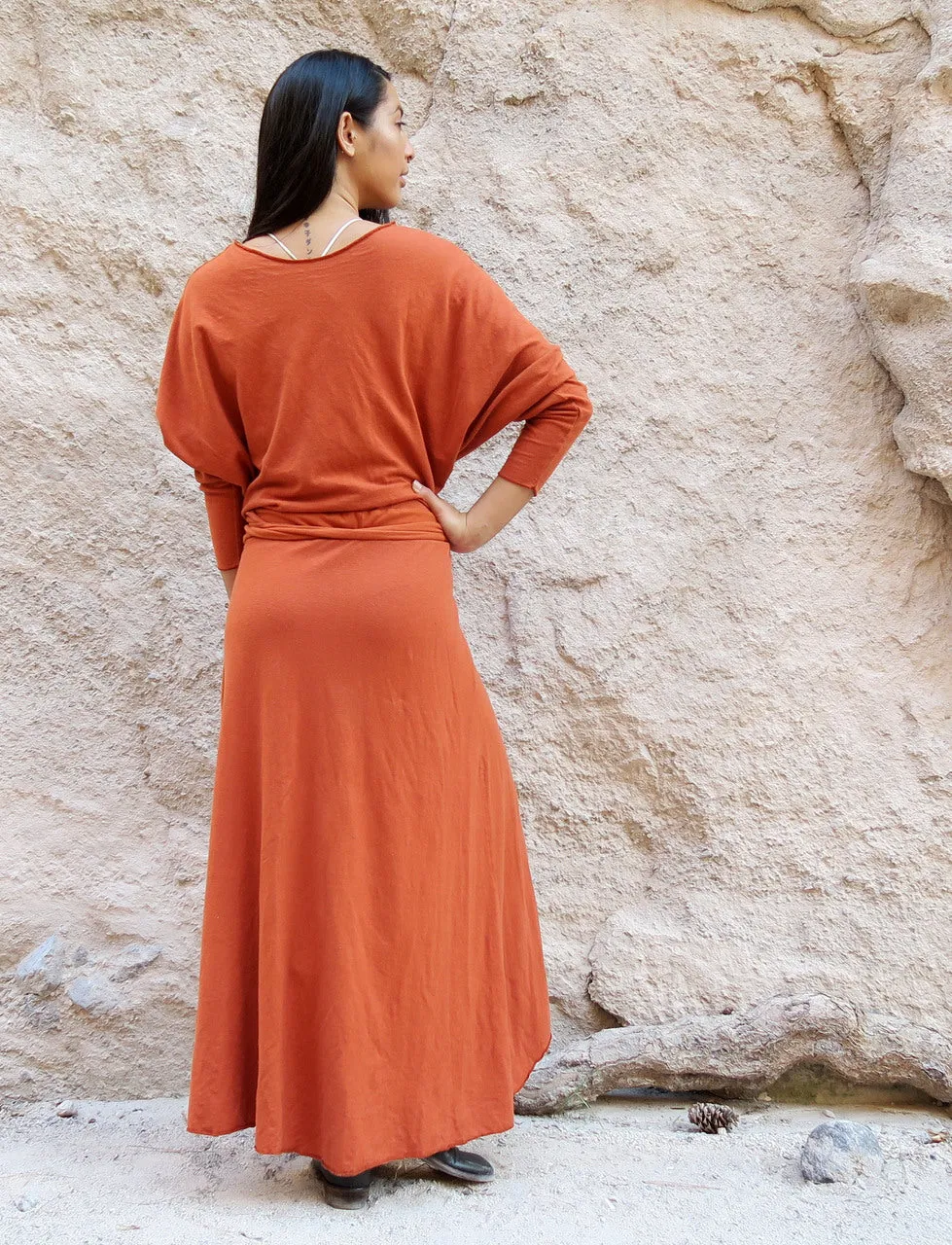 Butterfly Petal Front Wrap Long Dress