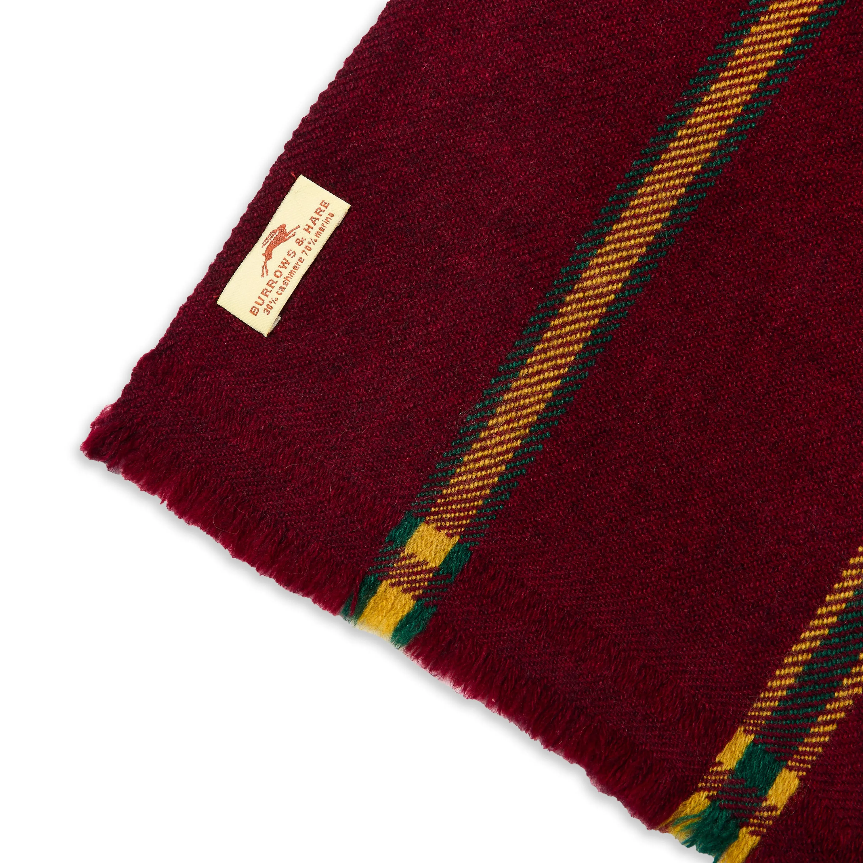 Cashmere & Merino Wool Scarf - Burgundy Stripe