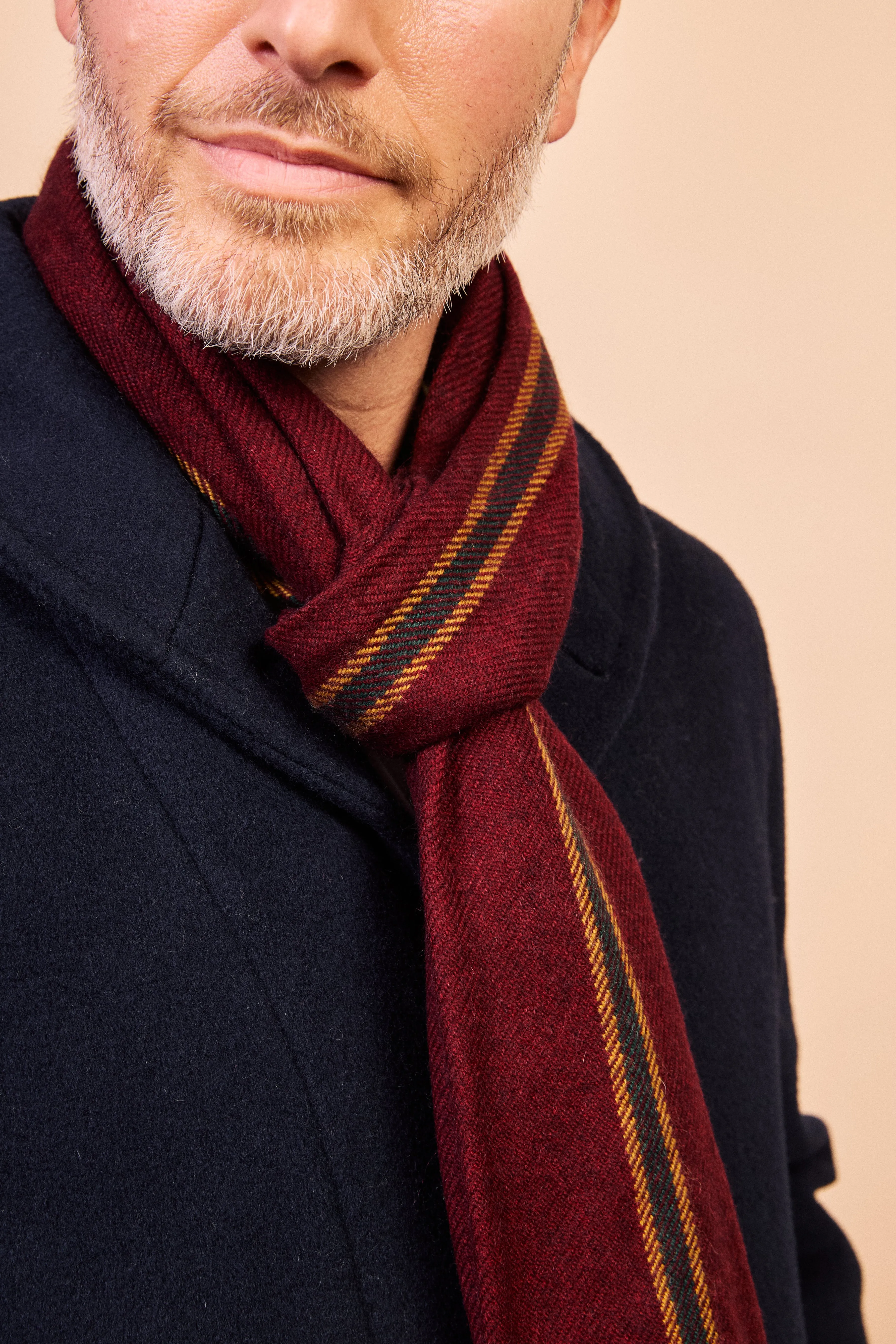 Cashmere & Merino Wool Scarf - Burgundy Stripe