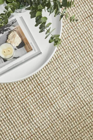 COASTAL NATURAL BEIGE WOOL AND JUTE FLOOR RUG