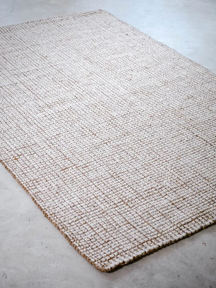 COASTAL NATURAL BEIGE WOOL AND JUTE FLOOR RUG