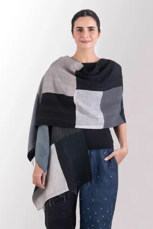 COTTON SILK SW PATCH OMBRE KANTHA SCARF
