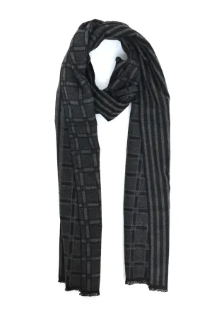 DUAL-PATTERN STRIPED SCARF-BLACK