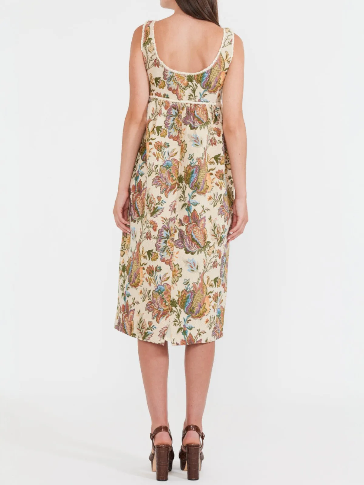 Emily Midi Dress | Rainbow Floral Jacquard