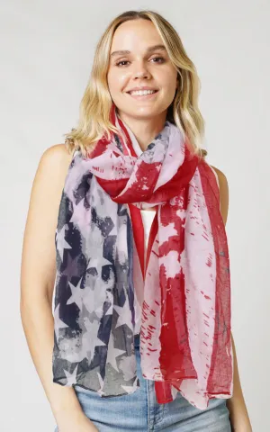 ESC10645US VINTAGE AMERICAN FLAG OBLONG SCARF
