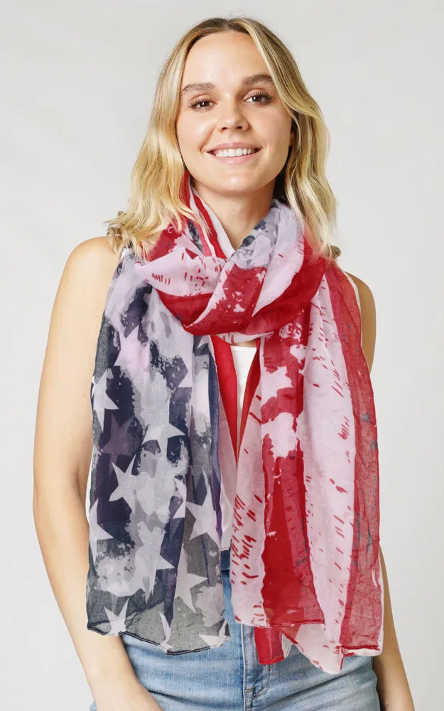 ESC10645US VINTAGE AMERICAN FLAG OBLONG SCARF