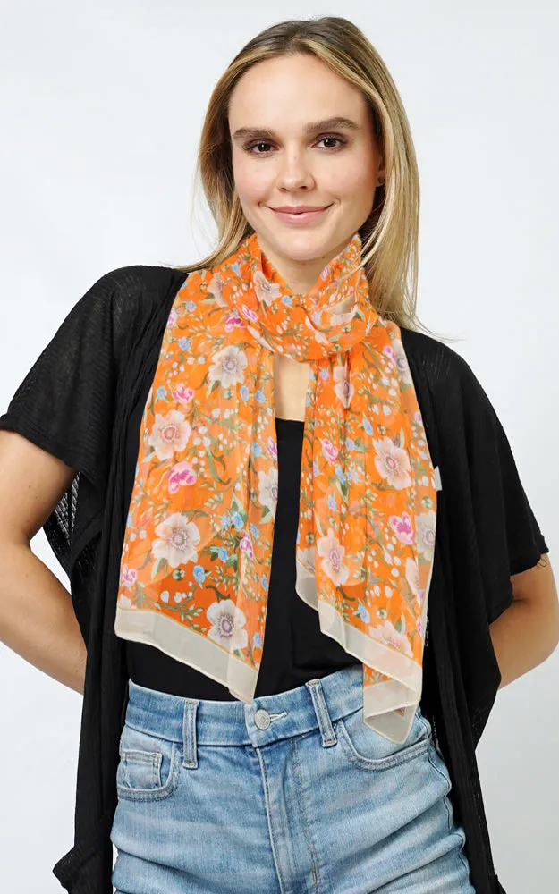 ESC10986 FLOWER PRINT CHIFFON OBLONG SCARF