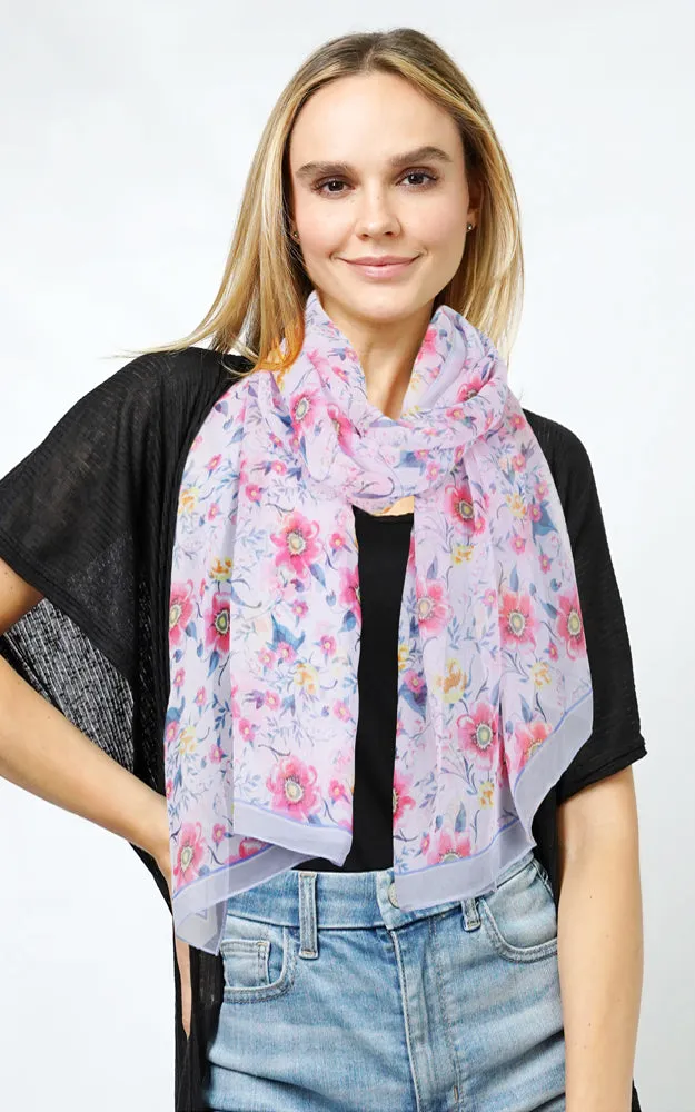 ESC10986 FLOWER PRINT CHIFFON OBLONG SCARF