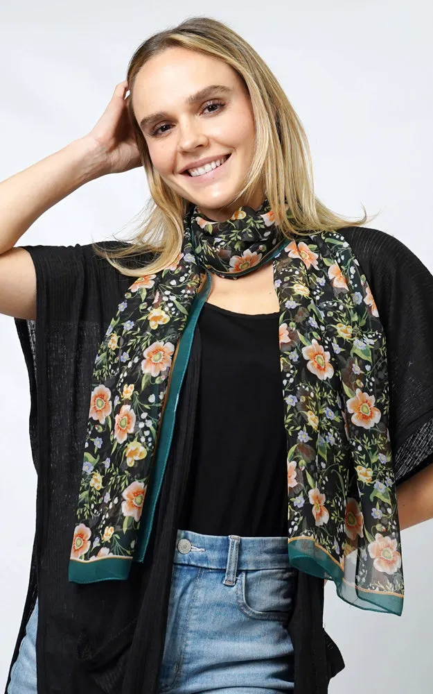 ESC10986 FLOWER PRINT CHIFFON OBLONG SCARF
