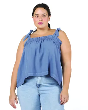 Estelle Tencel Shirred Neckline Cami | Cornflower Blue