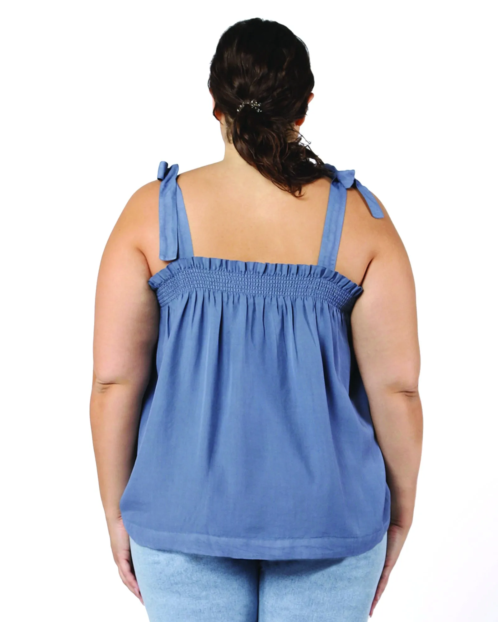 Estelle Tencel Shirred Neckline Cami | Cornflower Blue