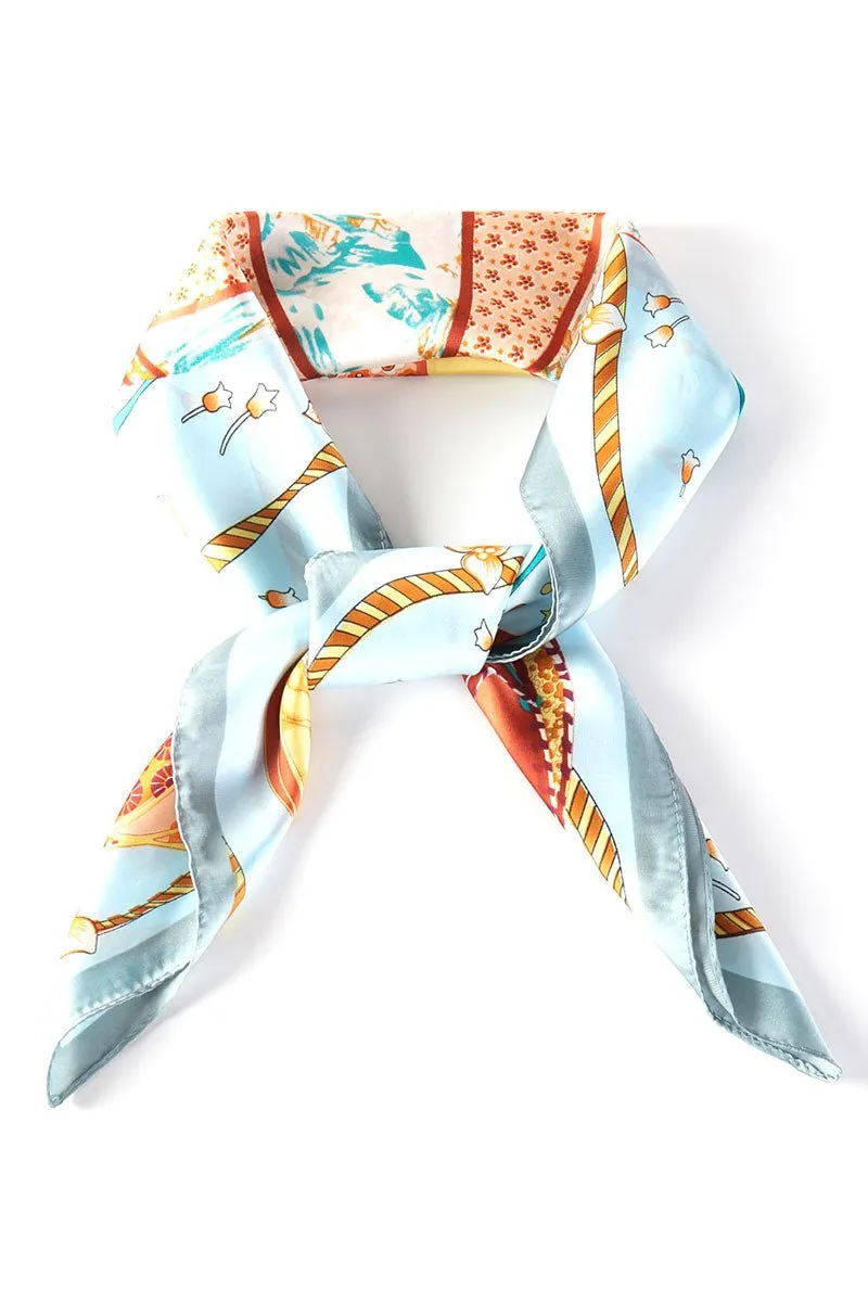 Full Of Hot Air Blue Square Satin Scarf