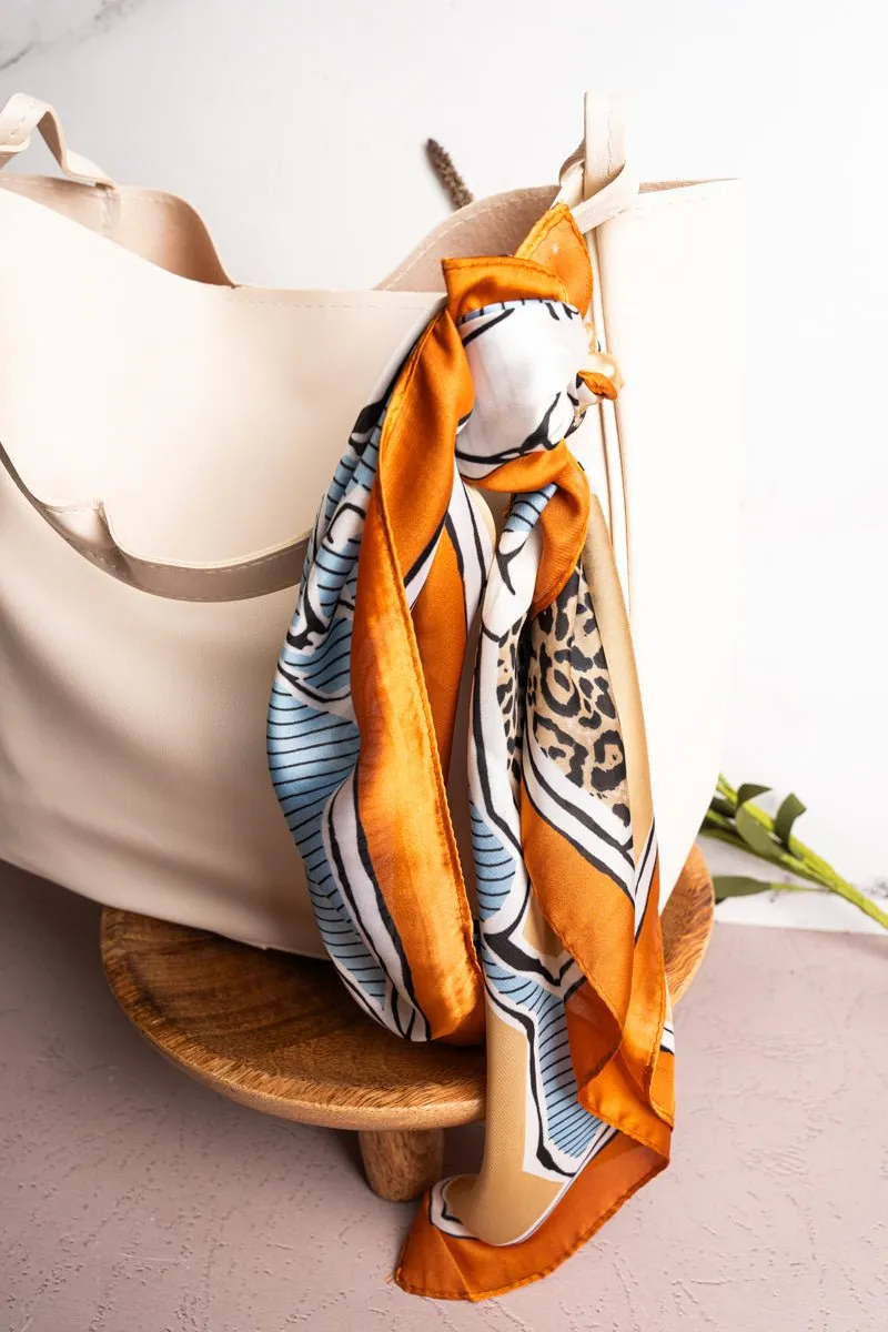 Full Of Hot Air Blue Square Satin Scarf