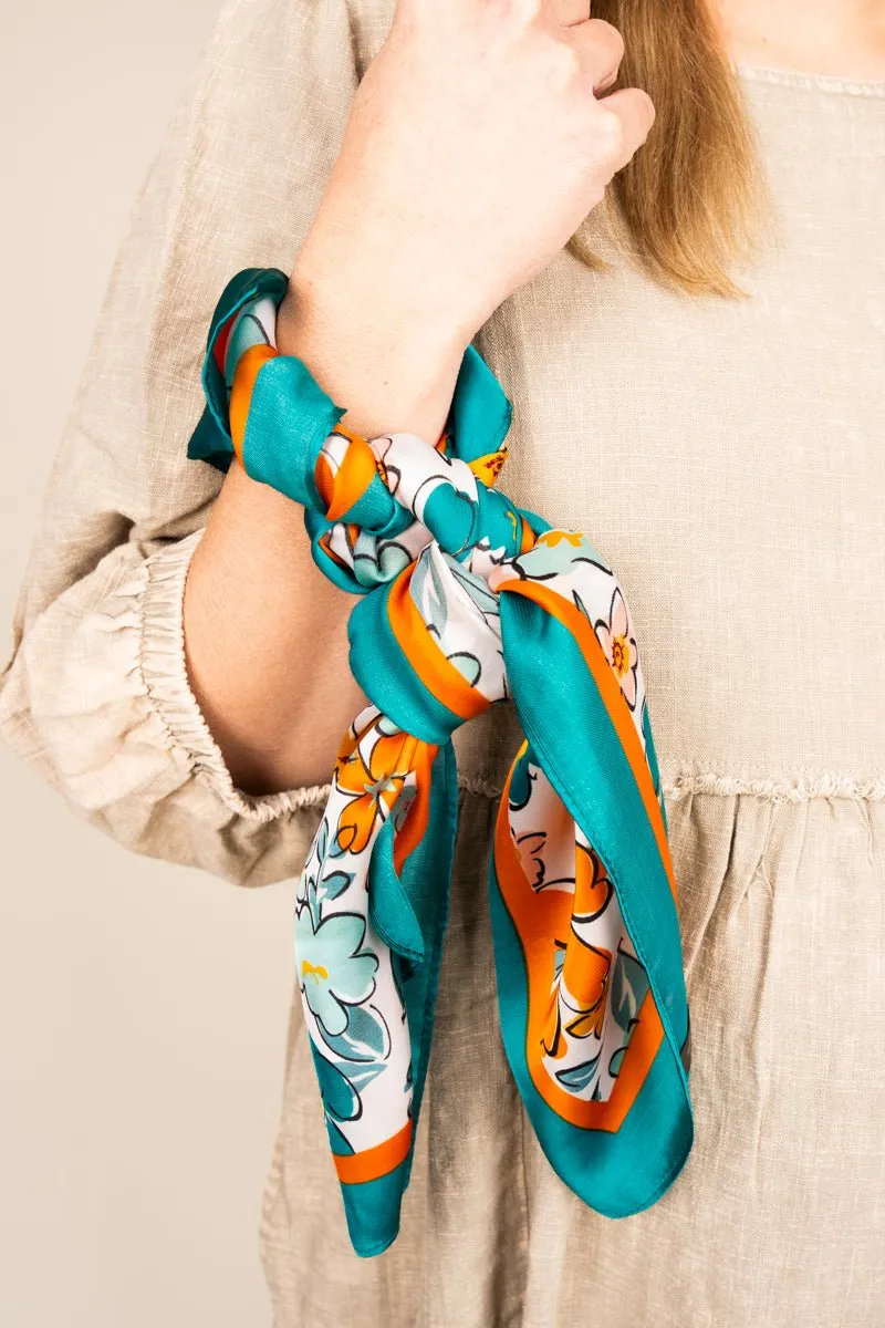 Full Of Hot Air Blue Square Satin Scarf