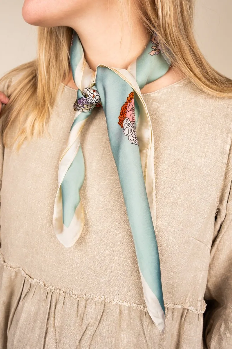 Full Of Hot Air Blue Square Satin Scarf