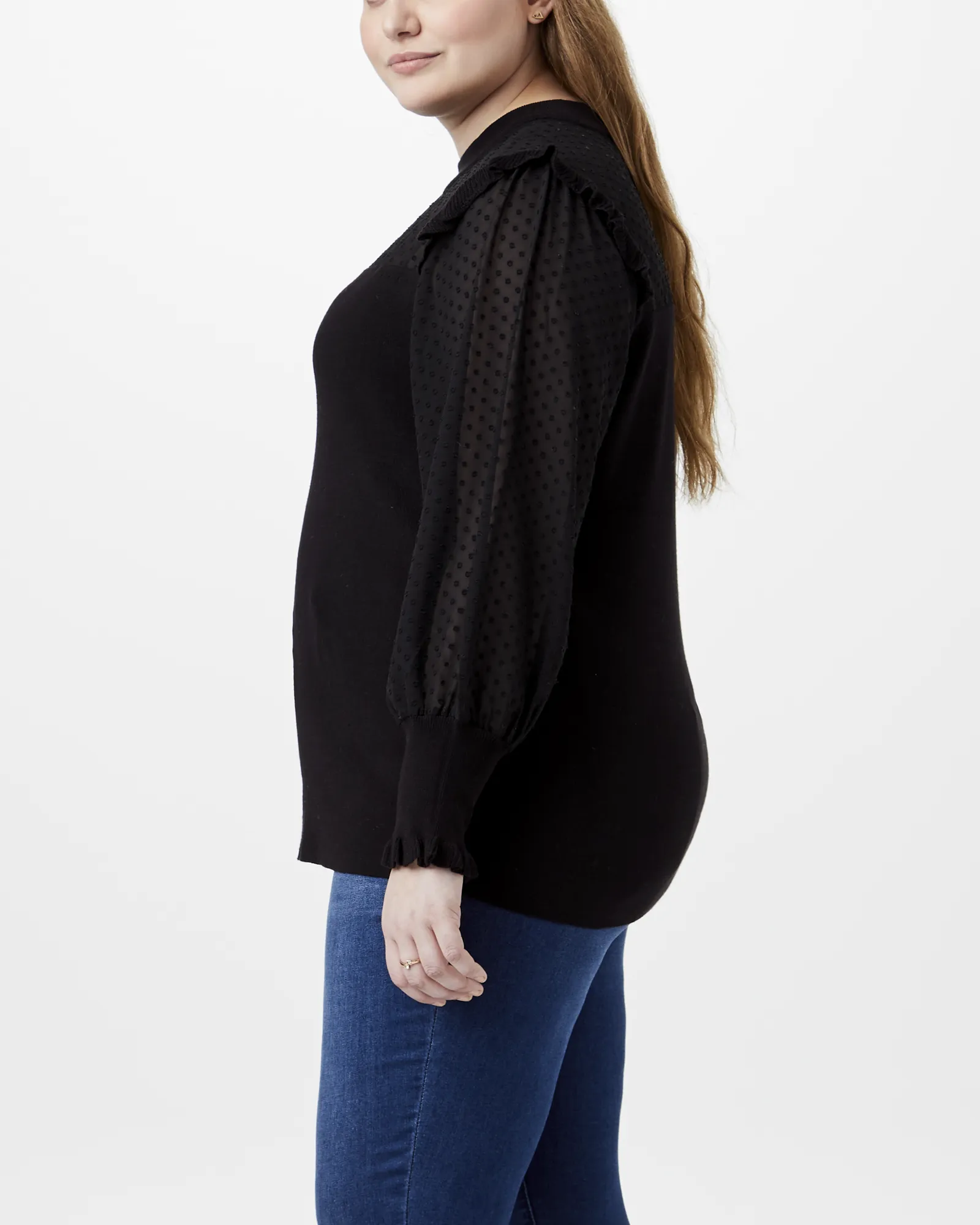 Georgina Half-Sheer Top | Black