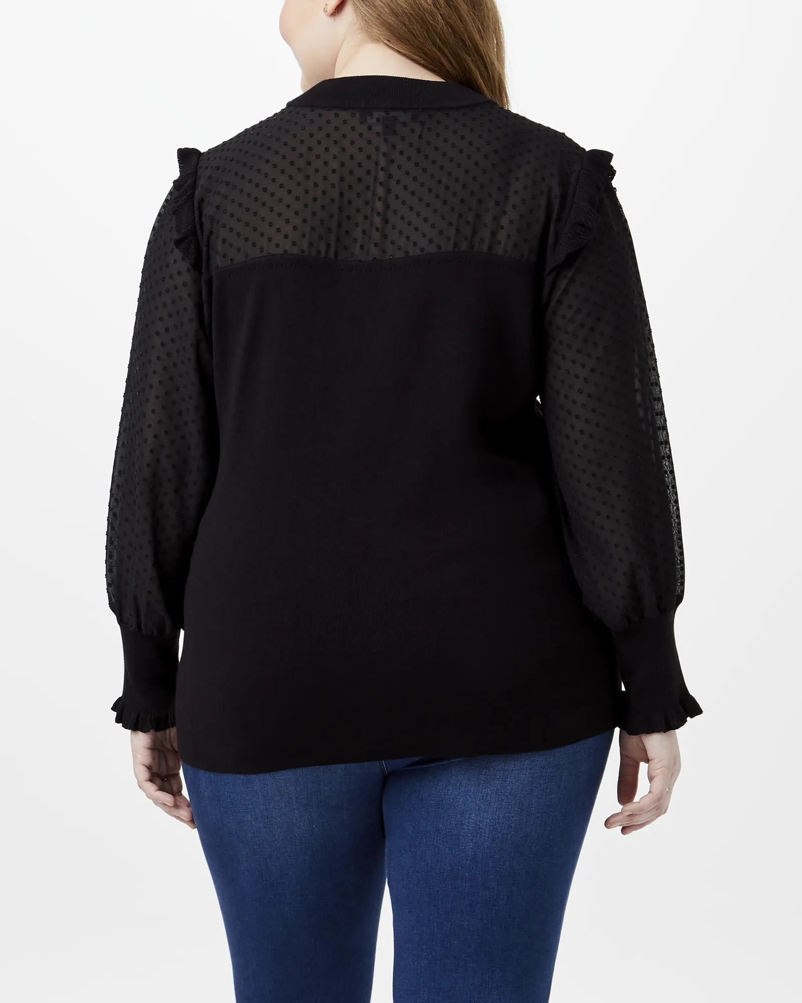Georgina Half-Sheer Top | Black