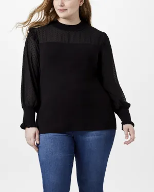 Georgina Half-Sheer Top | Black