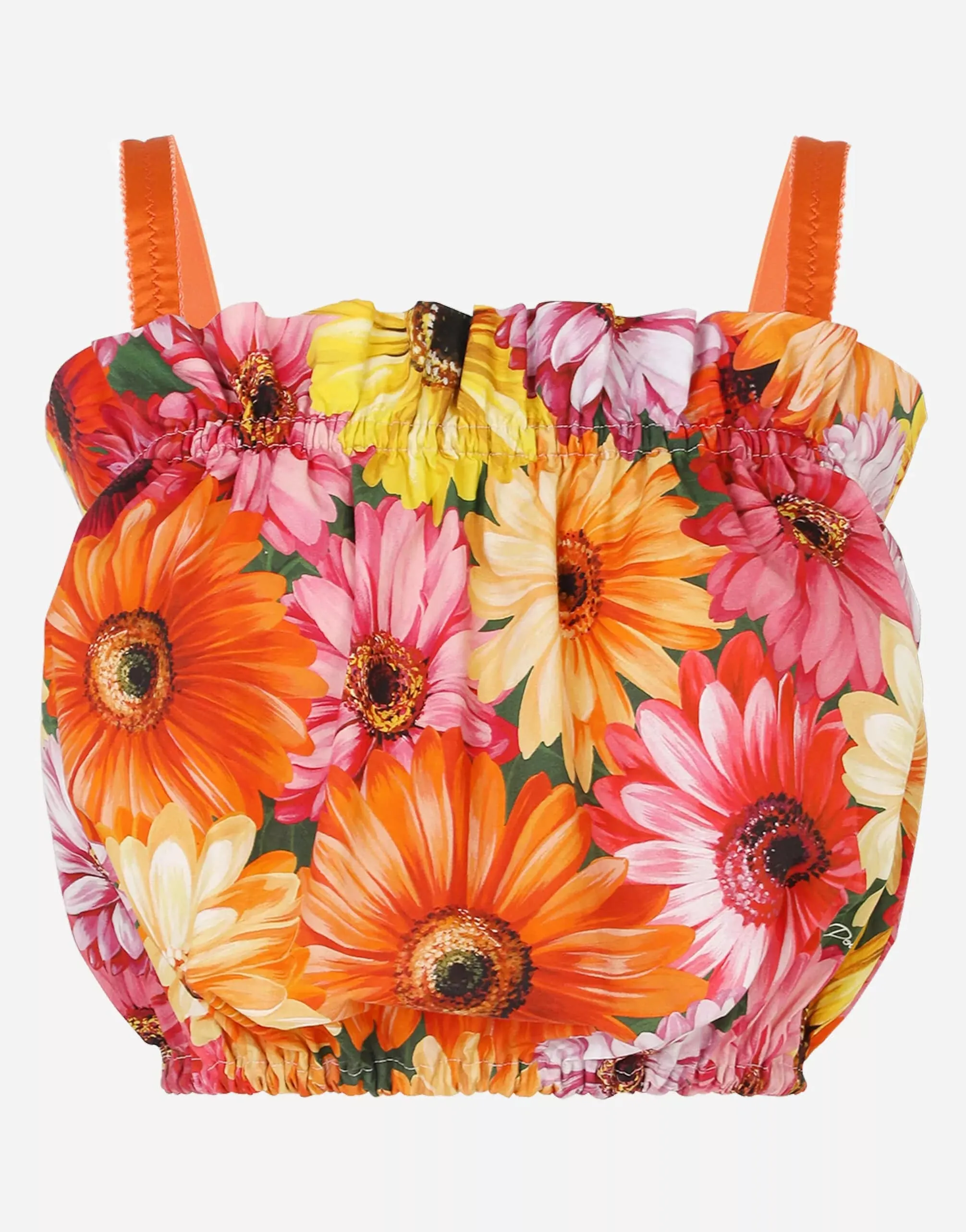 Gerbera-Daisy Print Poplin Top