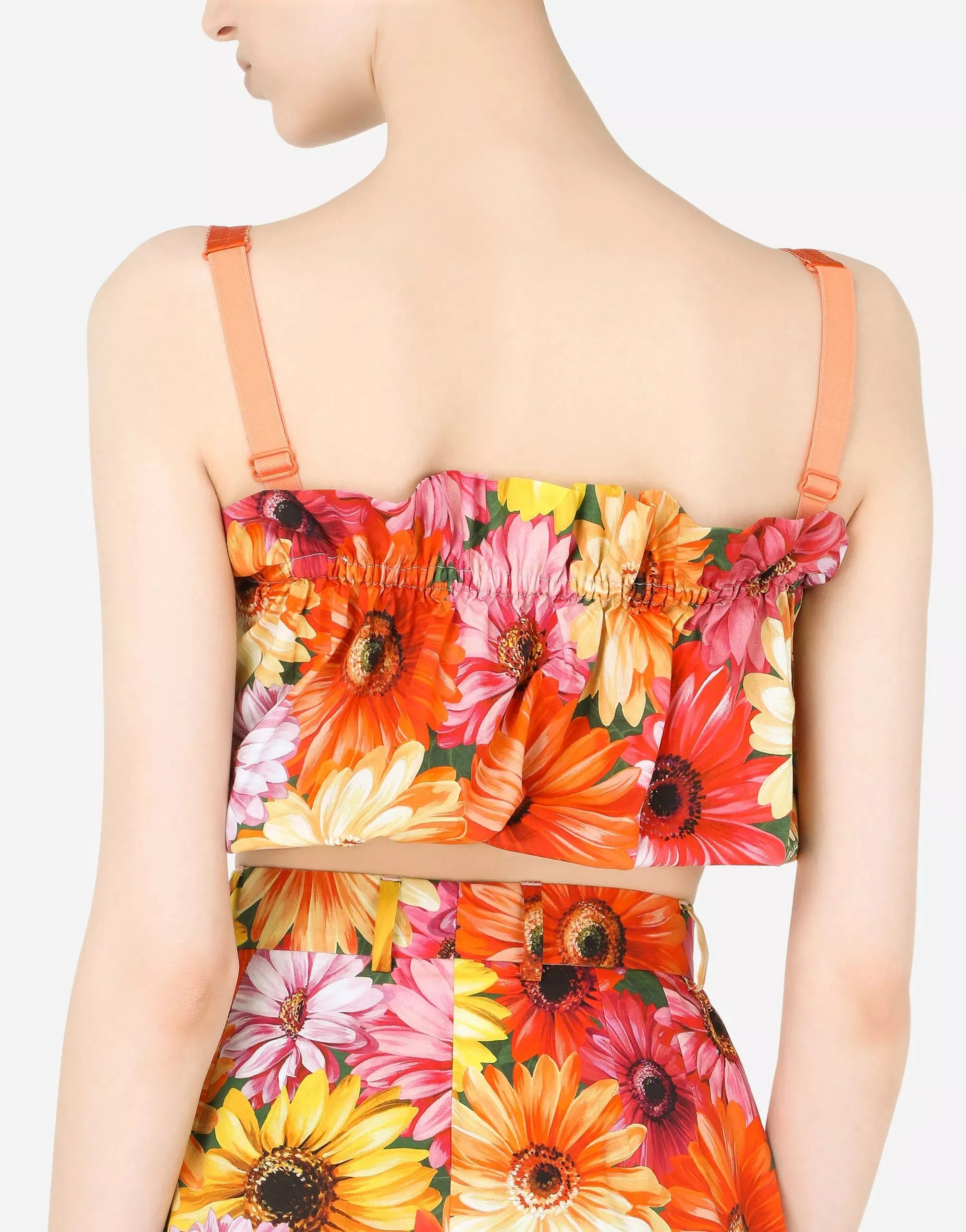 Gerbera-Daisy Print Poplin Top