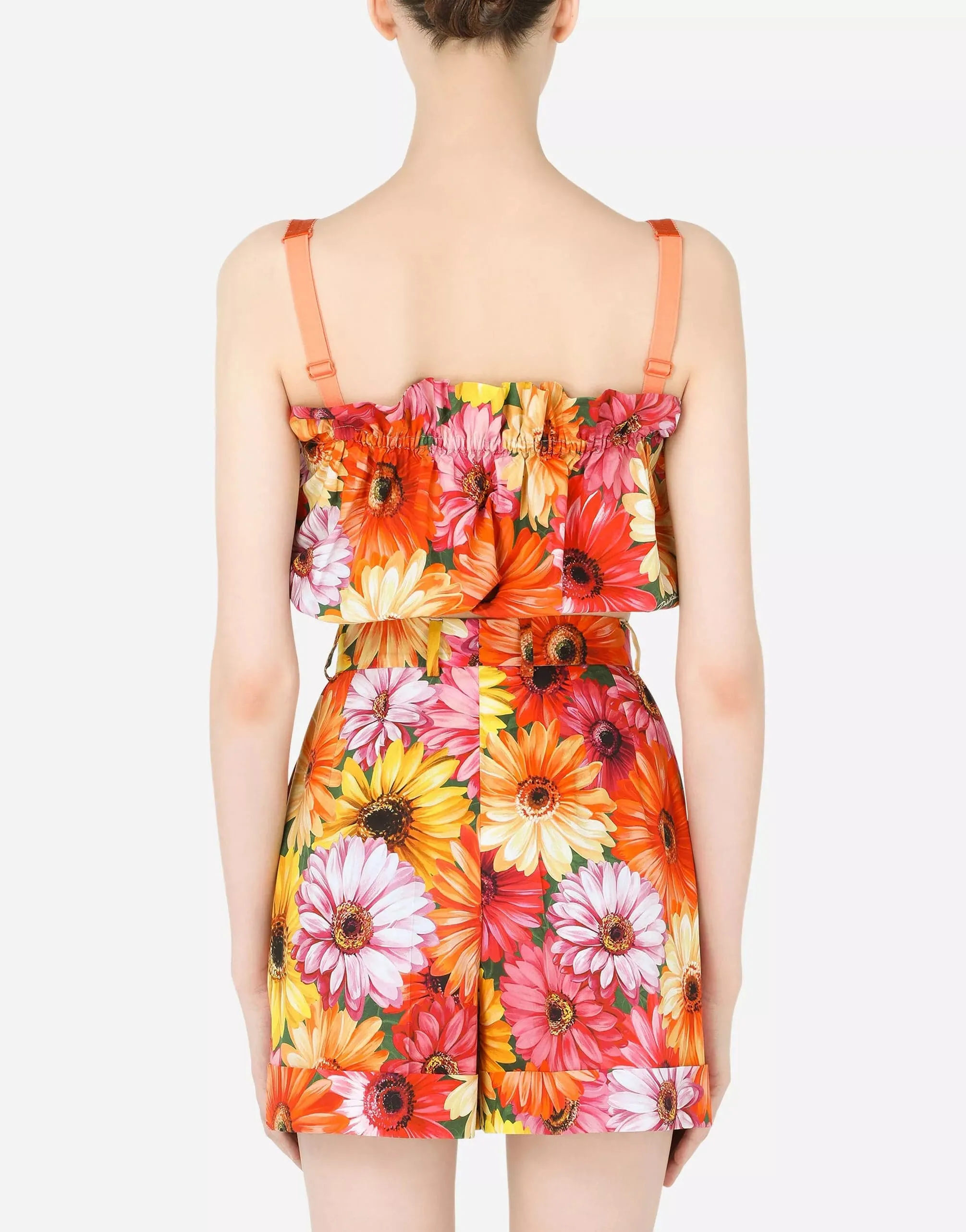 Gerbera-Daisy Print Poplin Top