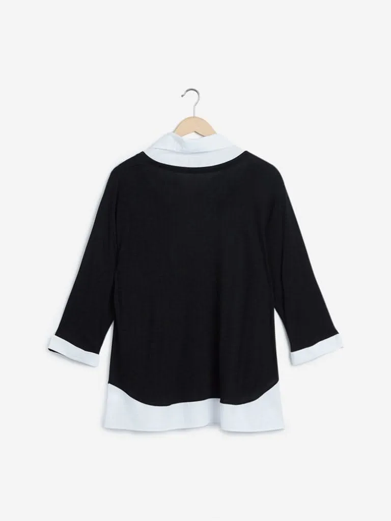 Gia Curves Black Embroidered Bae Top
