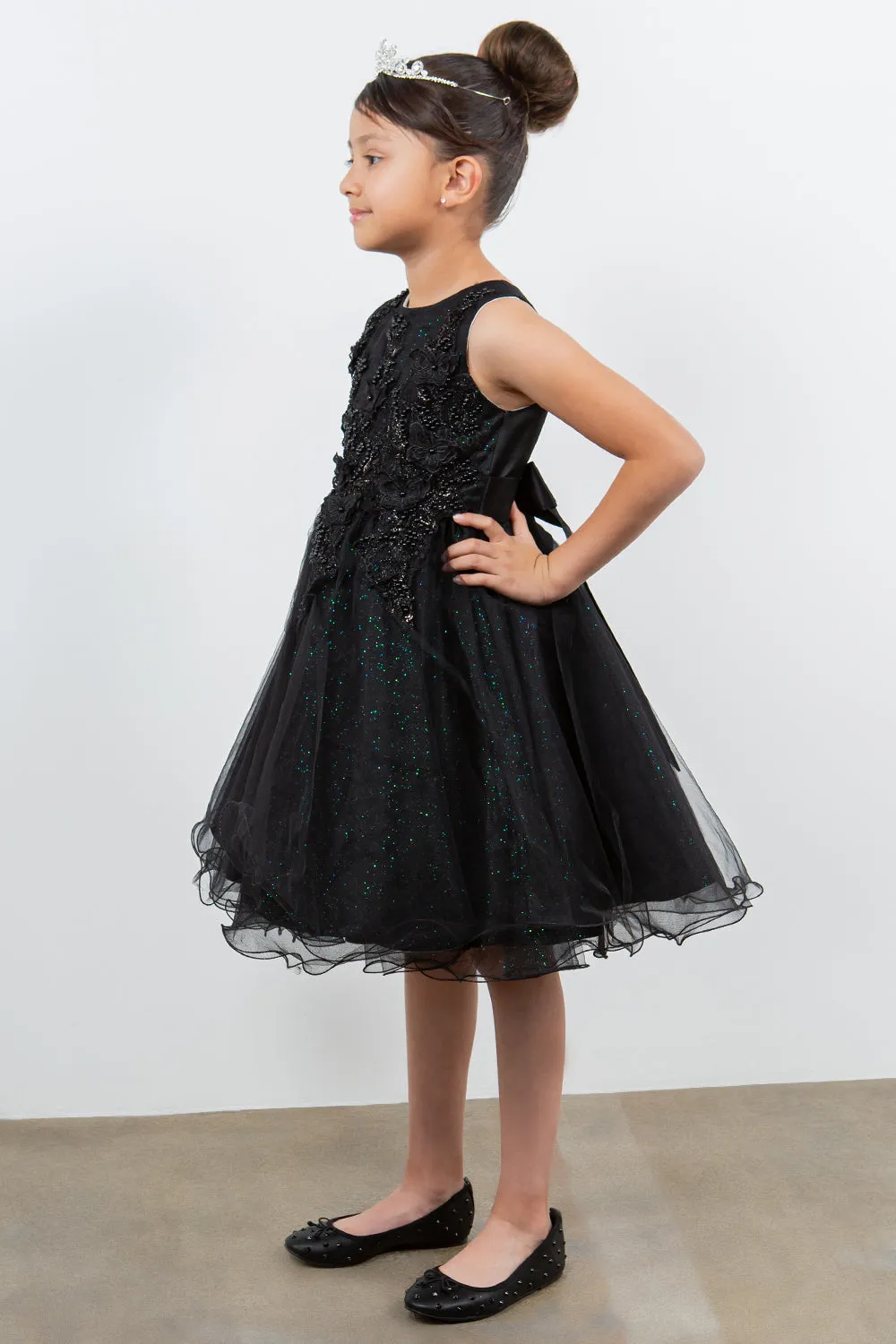 Girls Butterfly Lace Glitter Tulle Flower Girl Dress 2-12