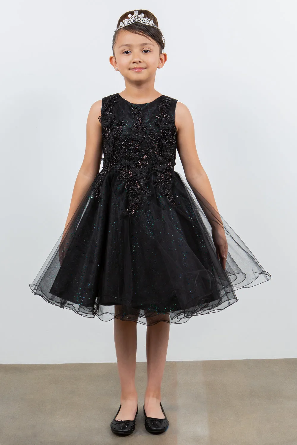 Girls Butterfly Lace Glitter Tulle Flower Girl Dress 2-12