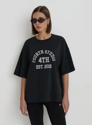 Grey Acid Wash Oversized Distressed Slogan T-Shirt- Finn