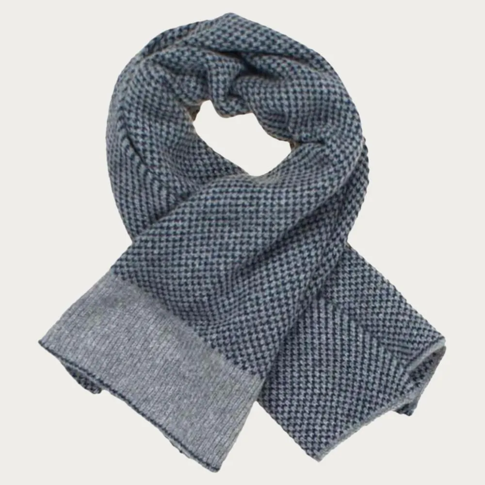 Grey and Navy Chevron Double Faced Cashmere Neck Warmer