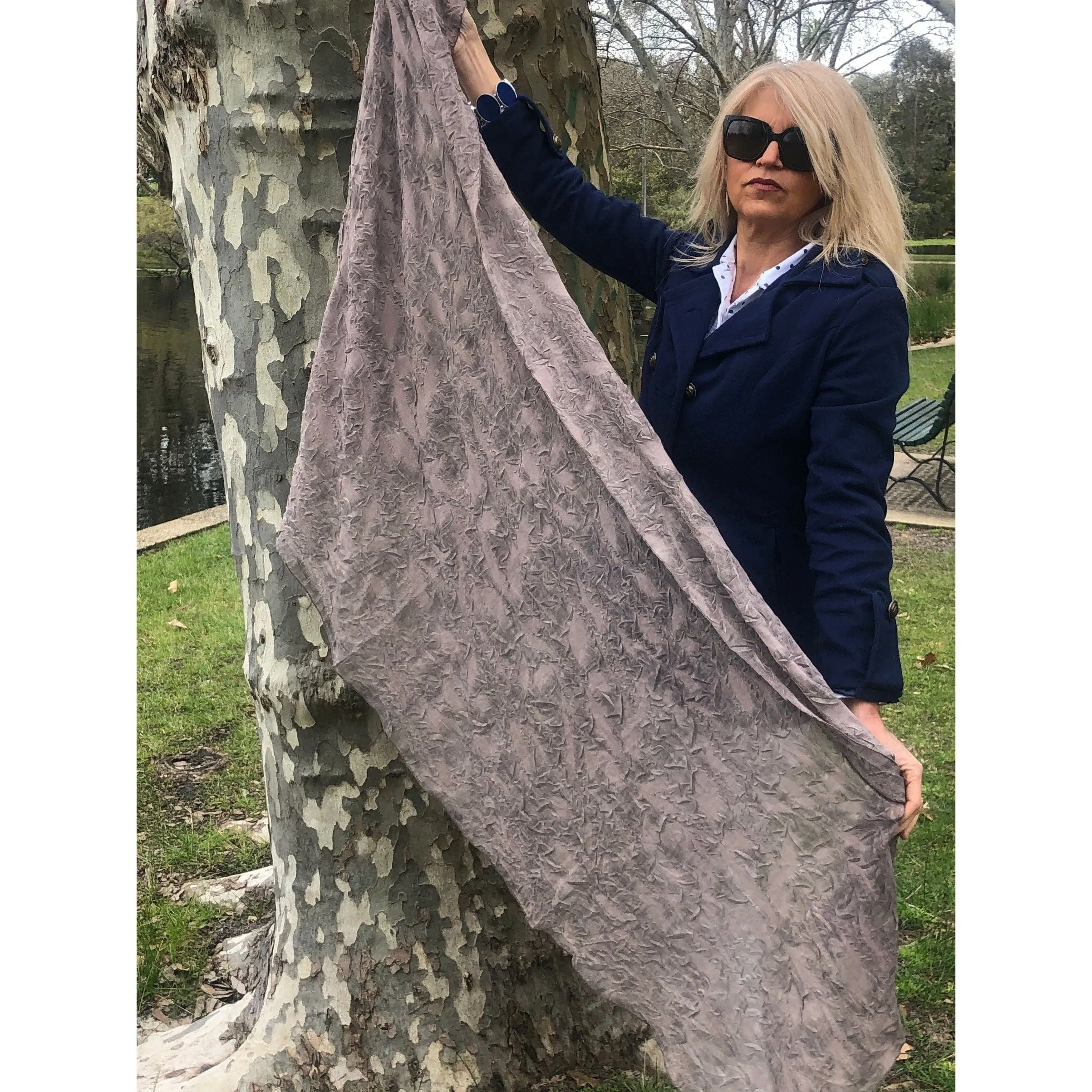 Grey Taupe Scarf - Textured  Wrap