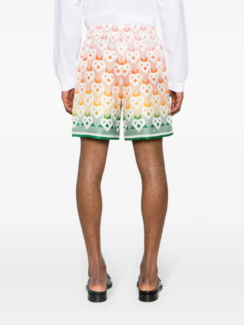 Heart-monogram silk shorts