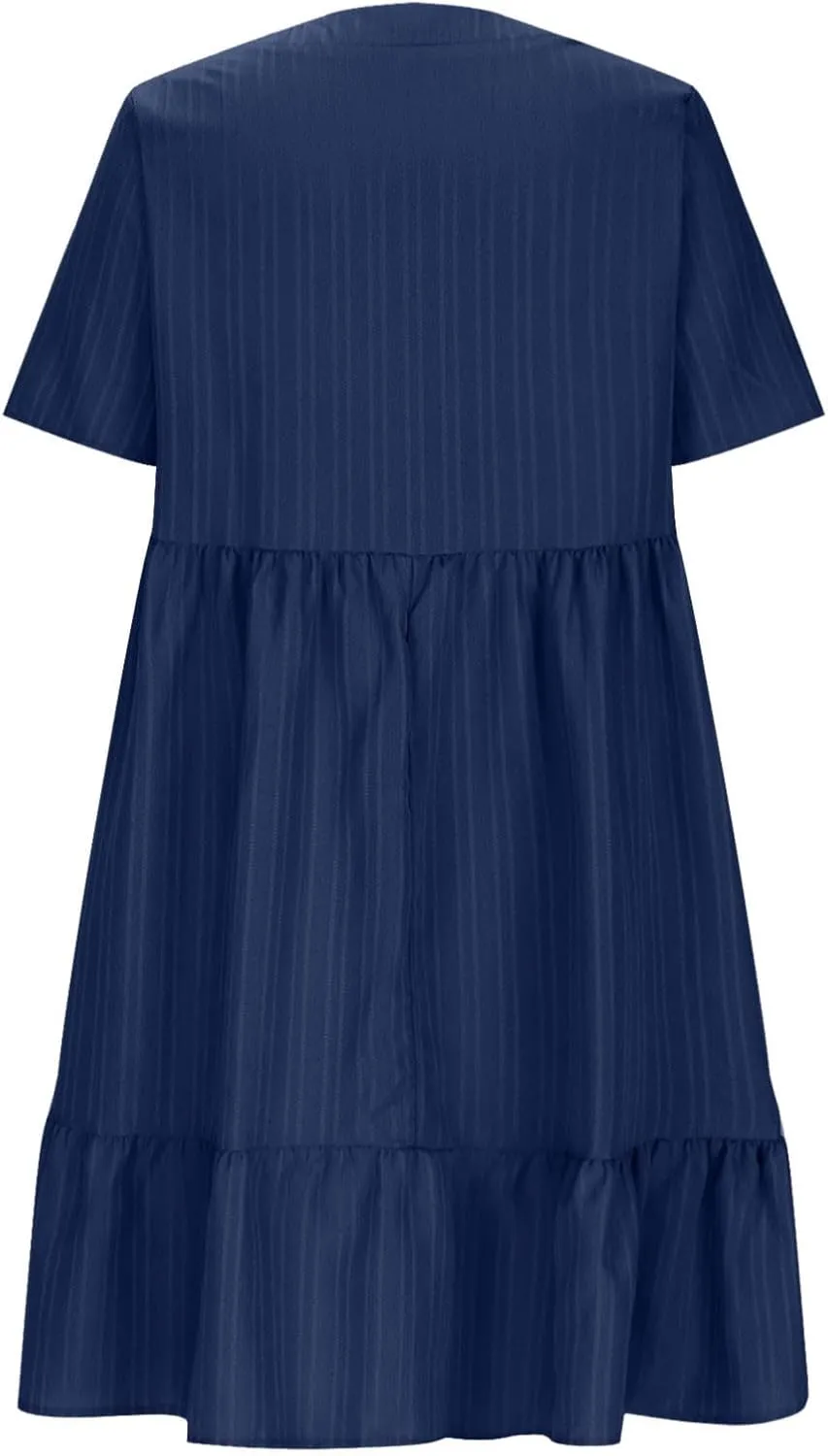 hlysgo Flowy Dresses for Women 2025 Summer Short Sleeve V Neck Beach Mini Dress Ladies Ruffled Hem Knee Length Casual Dress