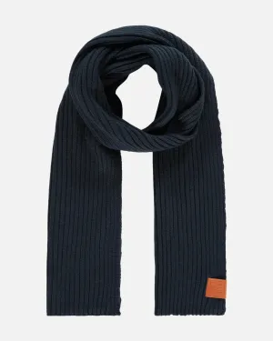 Jelle | Soft Knit Ribbed Scarf With Leather Accent