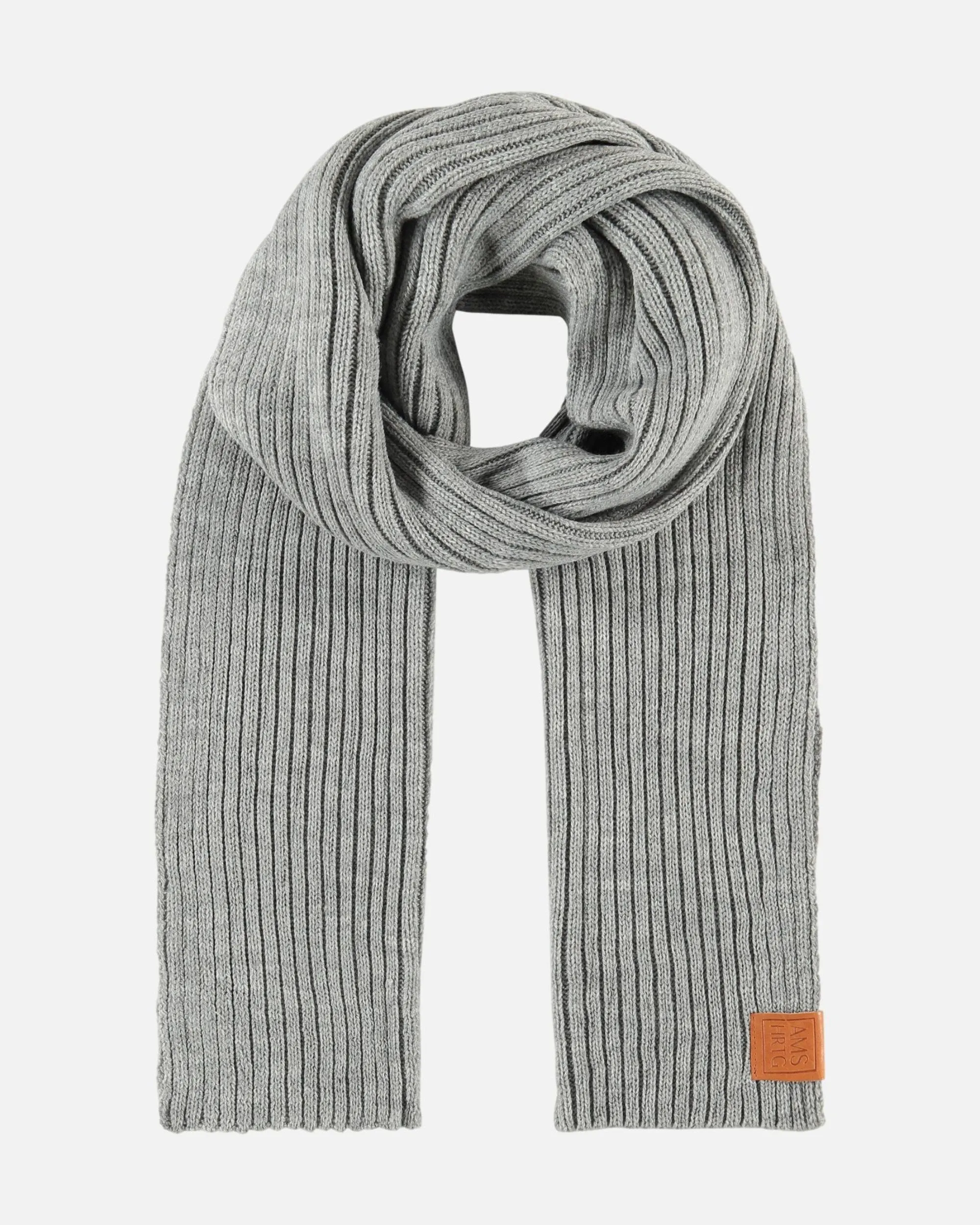 Jelle | Soft Knit Ribbed Scarf With Leather Accent