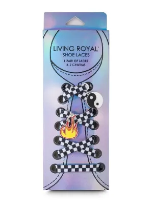 Living Royal Shoelace & Charm Set | Checker